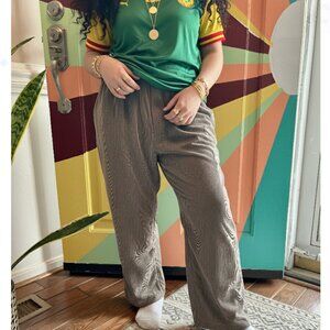 Vintage Haband Medium Wale Corduroy Pleated Wide Leg Pants Tan Womens Sz Lg P